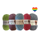 Double Knitting Polyester Yarn 100g With a Rainbow Heart Sticker - 5 pack