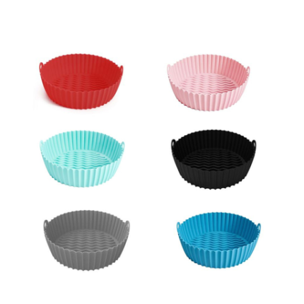Food Grade Silicone 20 cm Air Fryer Reusable Round Basket Liners 6 Pack