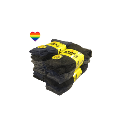 Heavy Duty Socks With a Rainbow Heart Sticker-12 Pack