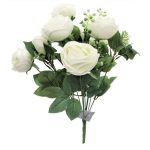 5 Bunch 12 Heads Never Fade Artificial Rose Bouquets - White (Set of 5)