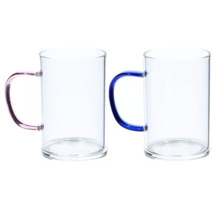 Colour Handle Glass Mug 300ml