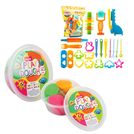 Set of 2 Play Dough Tubs with 22Pc Dough Tools & Accessories