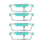 Split Compartment Heat-Resistant Glass Food Containers - 4Pack - White