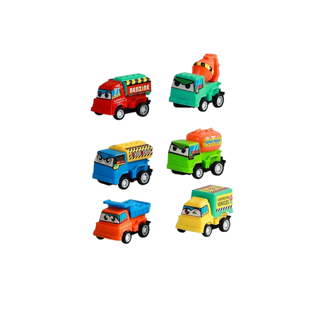 s-pdpxl Pull Back Mini Construction Cartoon Trucks - Set Of 6 - Image 1