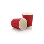 Horizontal Coffee Disposable Cup-250ml -Red-25Pack