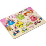 Wooden Cartoon Clothing Peg Puzzle