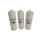 Set of 3 x White Wax 21cm Pillar Candles
