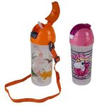 BPA Free Clip Seal with Straw & Shoulder Strap Water Bottle 600ml - 2 Pack