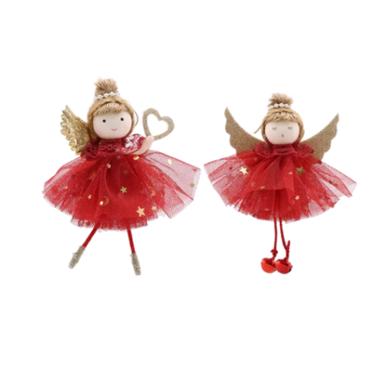 Maroon Tree Christmas Angel Decoration-2 pack