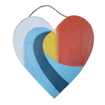 Hanging Wall Art - Wooden Sunset Wave Heart