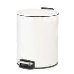 Metal White Round Pedal Bin 5ltrs