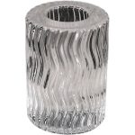 Round Wavy/Ribbed Glasss Candle Holder 5cmH x 5cmD - Set of 4