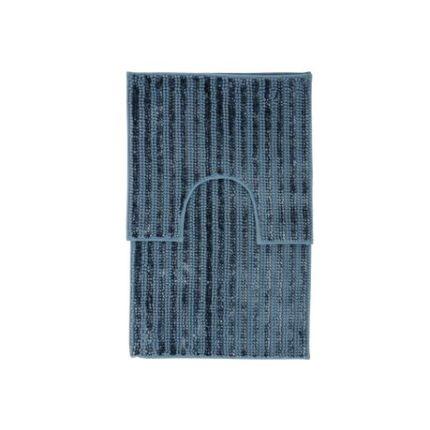 2-Piece Viscose Stripe Bath Mat Set - Light Grey