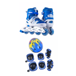 Kids Inline Skates with Illuminating Wheels and 7 Piece Protective Gear Set - Blue - M