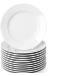 White 24 Piece Porcelain Polaris Dinner Plates-27cm