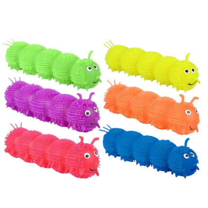 Puffer Squshy Caterpillar Light up Sensory Toy - Set Of 6