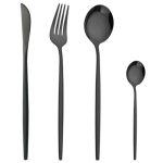 Korean Style Cutlery Stainless Steel Mirror Polishing Sets 4pcs - Black & Silver