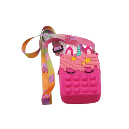 Unicorn Push Pop Fidget Toy Messenger Bag for Girls - White