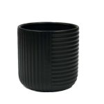 Lined Cylinder Ceramic Pot - Sage