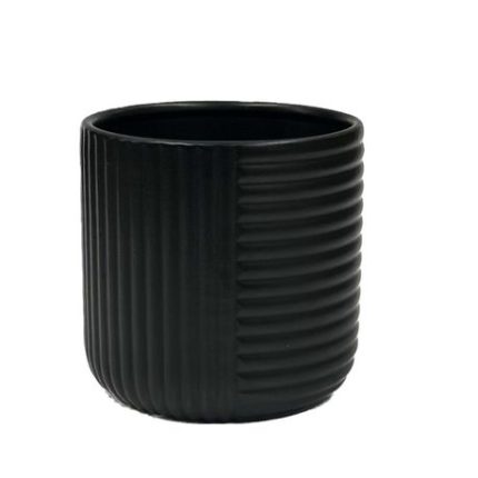 Lined Cylinder Ceramic Pot - Earth