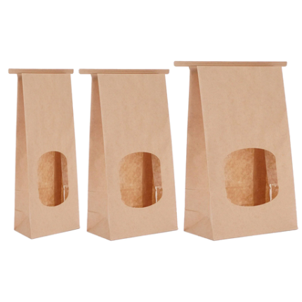 Kraft Tin Tie Bag with Window - Set of 3