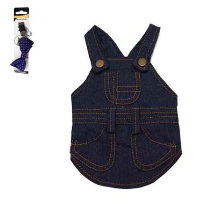 Denim Pet Summer Dress with Collar - M