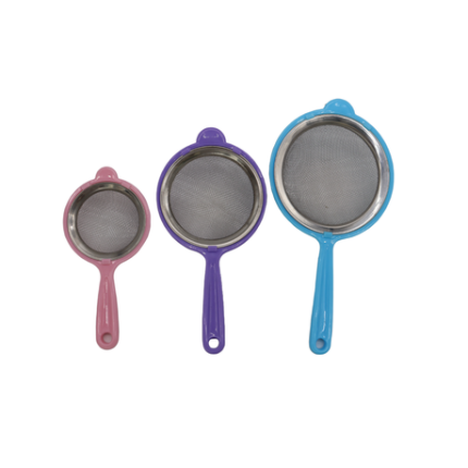 Set of 3 Stainless Steel Sieves for Kitchen - Pastel Colours - Pastel Set A - S