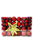 100Pc Red Bauble With Gold Star
