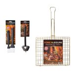 BBQ Basting Brushes 2 Piece + Grill Cleaner 37cm 3 In 1 + Metal Braai Chicken Box 41x31cm