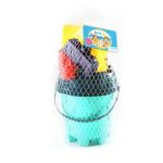 Beach Bucket Set with Strainer and Accessories - 6 Piece - Green
