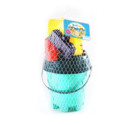 Beach Bucket Set with Strainer and Accessories - 6 Piece - Orange