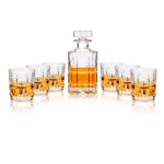 Superior Quality 7 Piece Clear Whiskey Decanter Glasses Set
