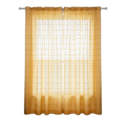 Check Voile Taped Curtain (250cm x 220) - Red