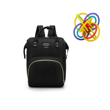 Baby Large Capacity Diaper Bag With Baby Rattle Loopy Loops Ball - Red