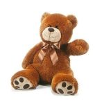 Giant Teddy Bear With Bow & Big Foot Prints- Dark Brown - 70cm