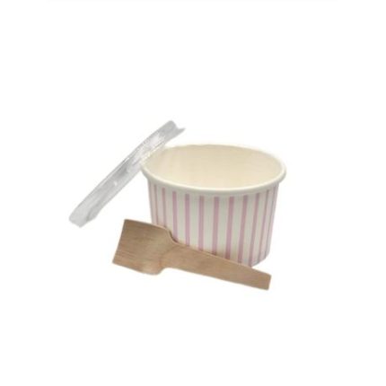 Pink Striped Vintage Ice Cream Tub with Lid Pack of 25 - M