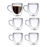 250mls Double wall Coffee, Tea, Milk Glass Mug Insulated