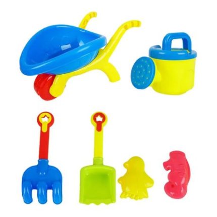 Hot Outdoor Kids Sand Play Beach Wheelbarrow with Accessories Set - 43cm - Pink