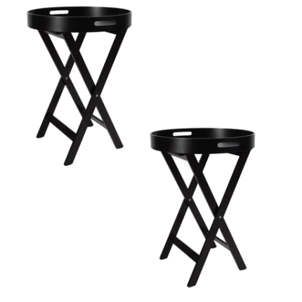Round Top Wood Butler Trays x 2 - White