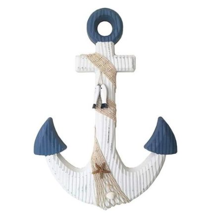 60cm Nautical Wooden Wall Mounted Anchor