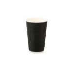 Disposable Horizontal Ripple Coffee Cup - 500ml - Black - 25 Pack