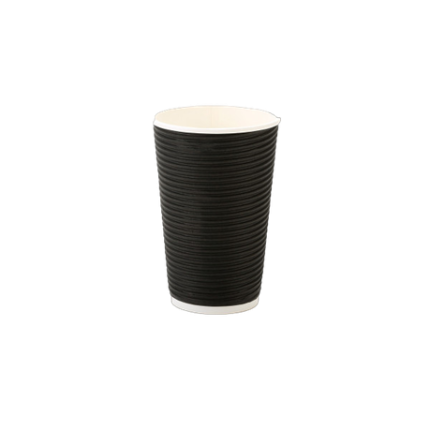 Disposable Horizontal Ripple Coffee Cup - 500ml - Black - 50 Pack