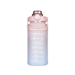 2L Large Capacity Motivational Water Bottle with Straw - Pink