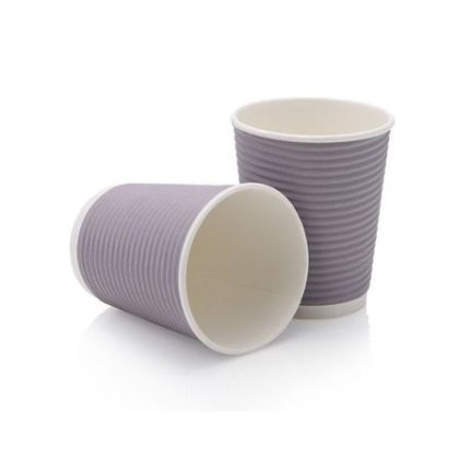Horizontal Disposable Charcoal Coffee Cup - 50 Piece - 250ml