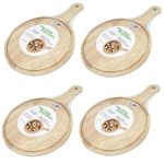 4 x Pizza Board - Serving Plate - Cutting Board - Premium Meranti Wood - 26 cm