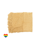 Lightweight Handwoven Mustard Throw with Heart Sticker - 180 x 200cm