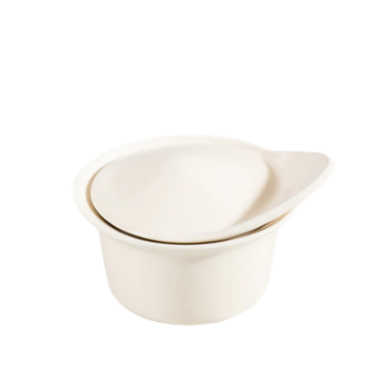 Stoneware Mini Oven Dish with Cap Lid - 2 Pack - Cream