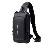 Anti-Theft Lock Sling Chest Bag Shoulder Crossbody With USB Port - Black