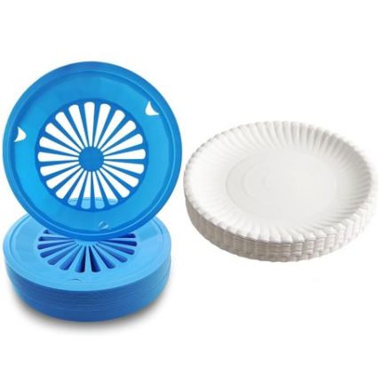 Plastic Paper Plate Holders & Paper Plates Combo - 20 Plates & 20 Holders - Red