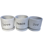 Joy, Love, Peace Round Concrete Pots With Base